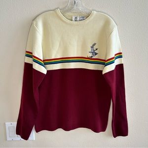 Vintage Alfie California Bugs Bunny Sweater Warner Bros. 1976 Med Burgundy Creme
